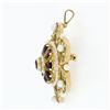Image 5 : Vintage 14k Yellow Gold 2.25 ctw Garnet Pearl Crescent Cluster Brooch Pin Pendan