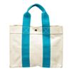 Image 1 : Hermes White Blue Canvas Herline MM Tote Bag