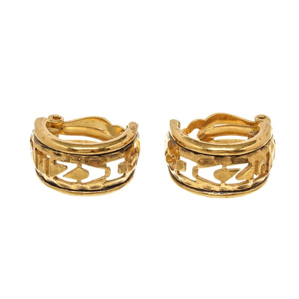 Chanel Gold Logo Earrings