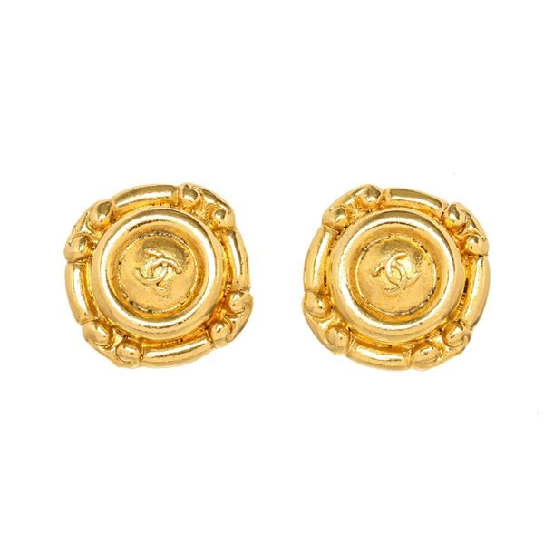 Chanel Gold CC Disc Earrings