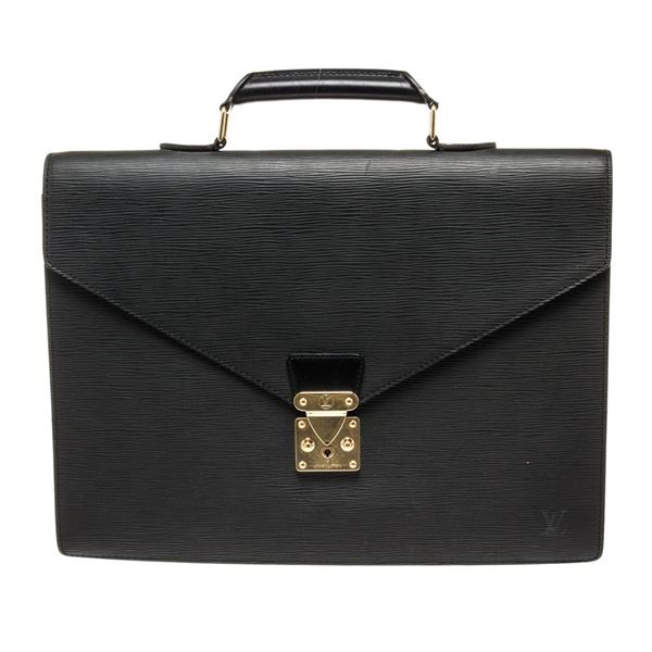 Louis Vuitton Black Leather Amabassador Briefcase Bag
