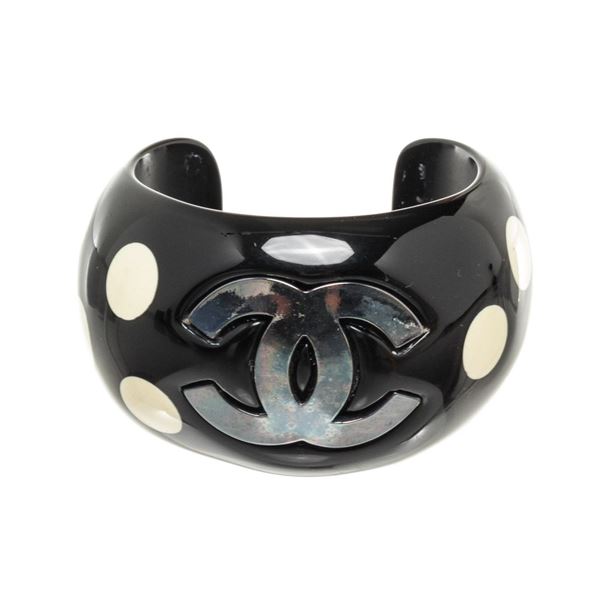 Chanel Black CC Dot Cuff