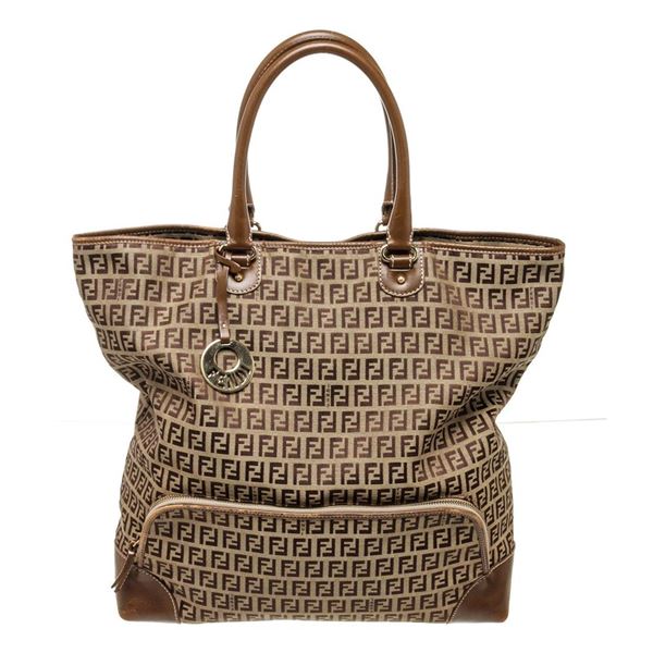 Fendi Brown Canvas Tote Bag