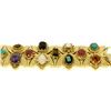 Image 7 : RARE Antique 14K Yellow Gold Multi Gemstone Wide Florentine Slide Charm Bracelet