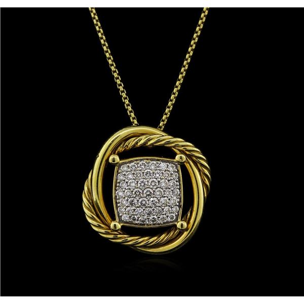 0.46 ctw Diamond Pendant With Chain - 18KT Yellow Gold