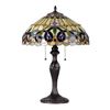 Image 2 : Victorian Style 2-Light Stained Glass Table Lamp
