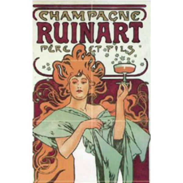 Art Nouveau Champagne Tile Mural