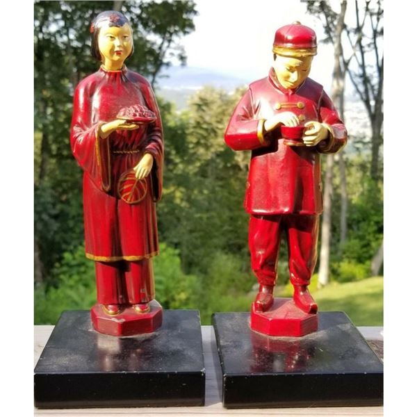 Original 1930's J.B. Hirsch Chinese Couple Bookends