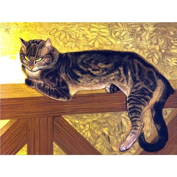 After Steinlen, Art Nouveau Cat Ceramic Art Tile