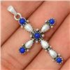 Image 1 : Lapis Pearl Sterling Silver Cross Pendant