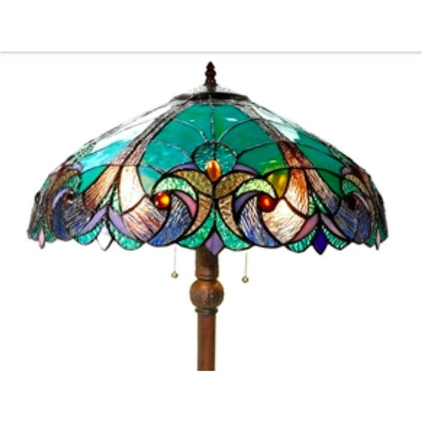 Victorian Style Stained Art Glass Floor Lamp