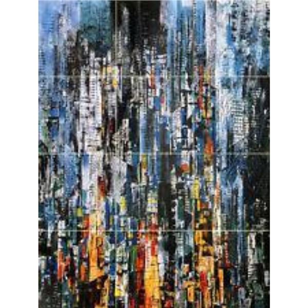 Abstract City Ceramic Art Tile Mural