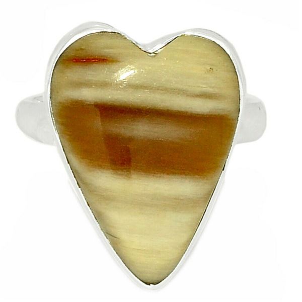 Petrified Wood Heart Ring