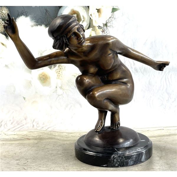 Art Deco Style Nude Bronze Sculpture