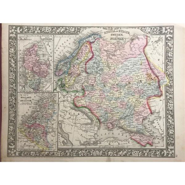 Rare 19thc Map of Russia In Europe, Sweden And Norway