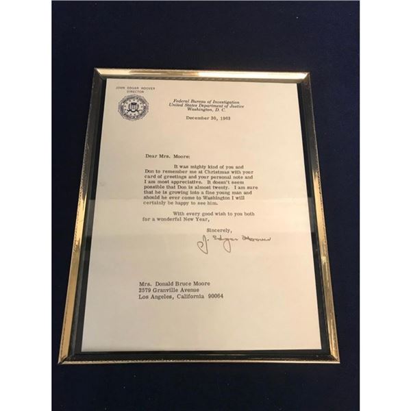 1963 FBI, J. Edgar Hoover Signature, Letter