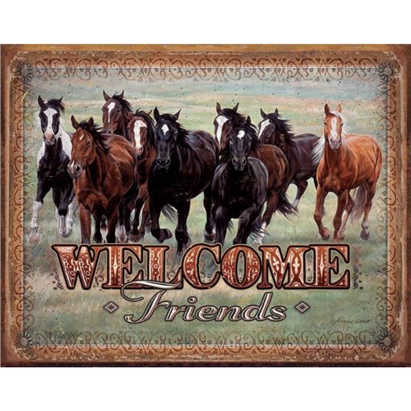 Welcome Friends Metal Pub Bar Sign