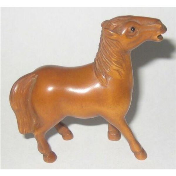 Chinese Boxwood Netsuke, Standing Horse