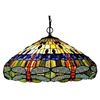 Image 1 : Dragonfly Stained Art Glass 3-Light Pendant Light