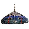 Image 2 : Dragonfly Stained Art Glass 3-Light Pendant Light