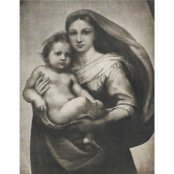 Early 1900's Half Tone Print, Madonna Child