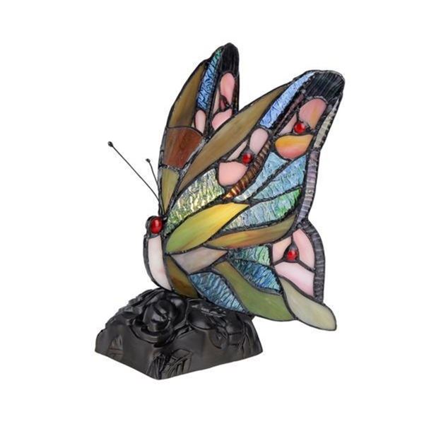 Stained Art Glass Butterfly Lamp