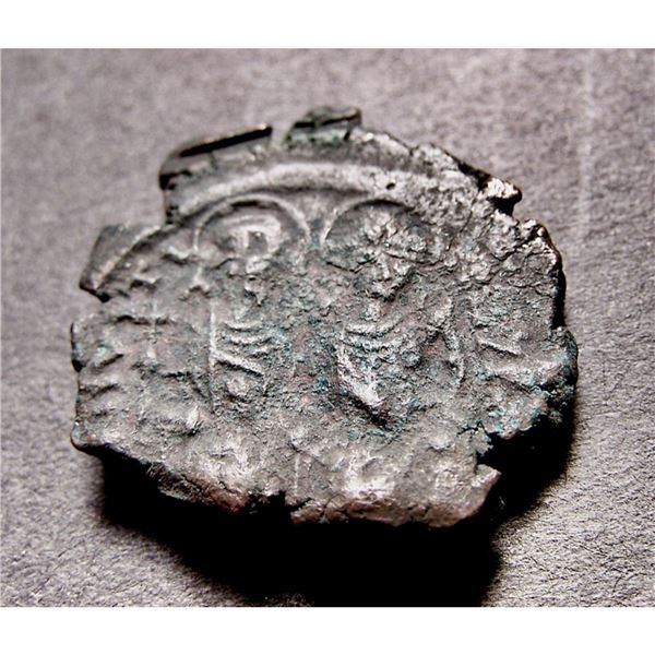 Ancient Byzantine Emperor Justin II AE Coin