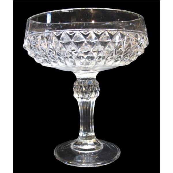 19thc Diamond Pressed Glass Pedestal Candy Dish