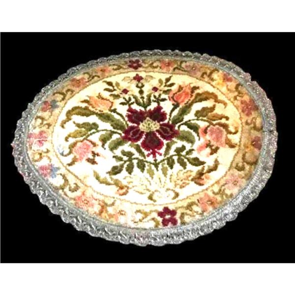 Antique Victorian Belgian Brocade Round Doily