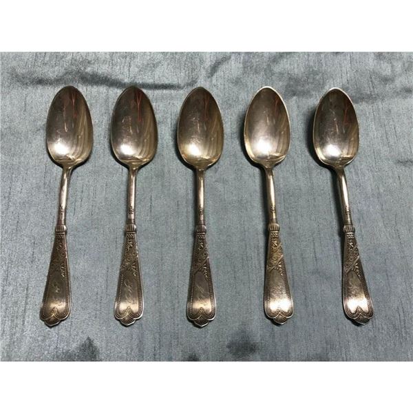 19thc Rogers Bros Silverplate Engraved Teaspoons