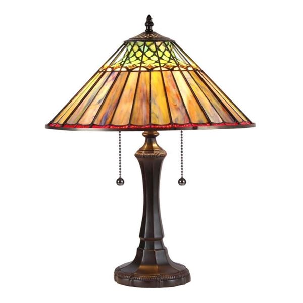 Mission Style Stained Art Glass Table Lamp