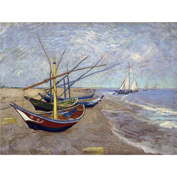After Van Gogh, Fishing Boats Ceramic Art Tile