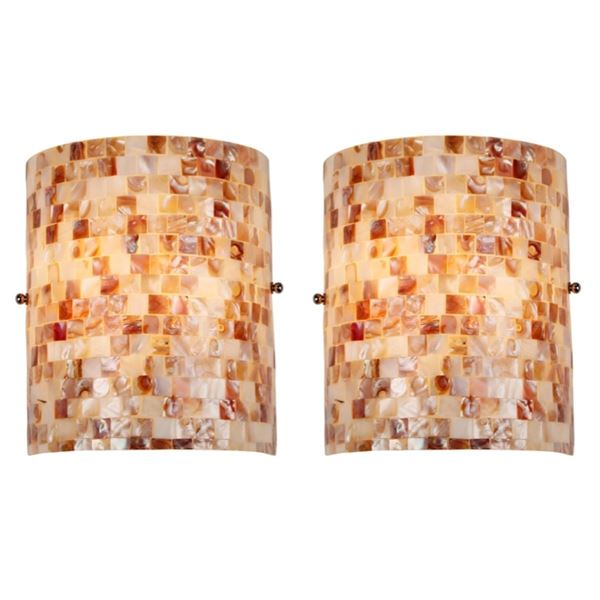 Pair of Mosaic Sea Shell Sconce Lights