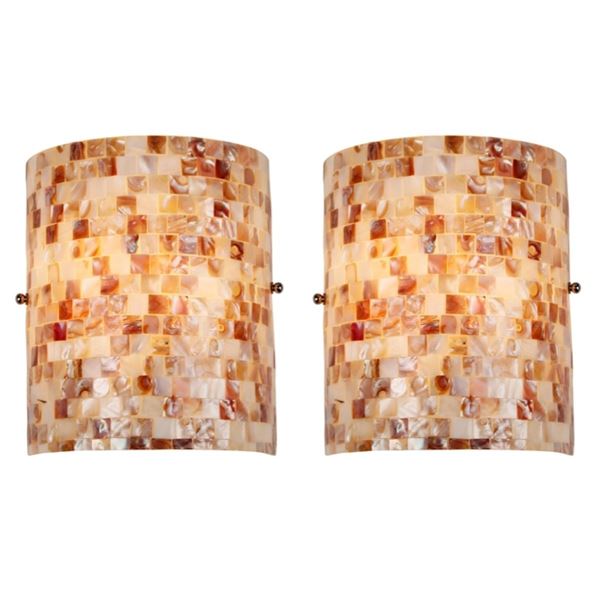 Pair of Mosaic Sea Shell Sconce Lights