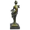 Image 3 : Art Nouveau Style Girl With Bird Bronze Sculpture