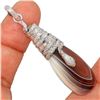 Image 1 : Botswana Agate Coiled Cobra Snake Sterling Pendant
