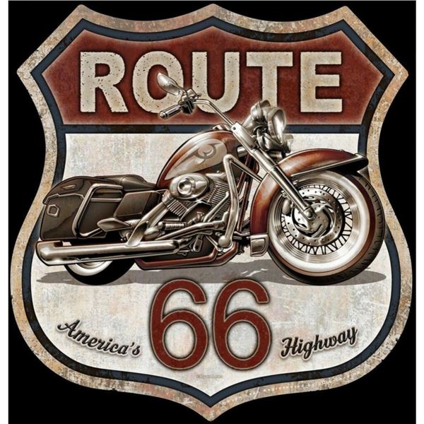 Route 66 Motorcycle Metal Pub Bar Sign