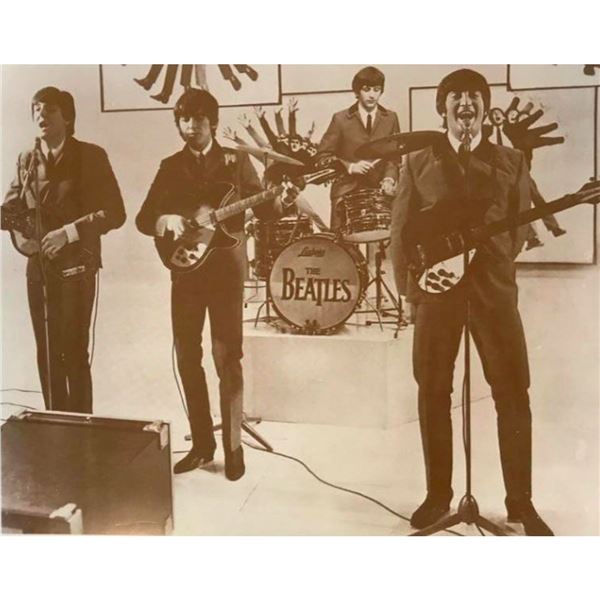The Beatles Performing Sepia Tone Photo Print