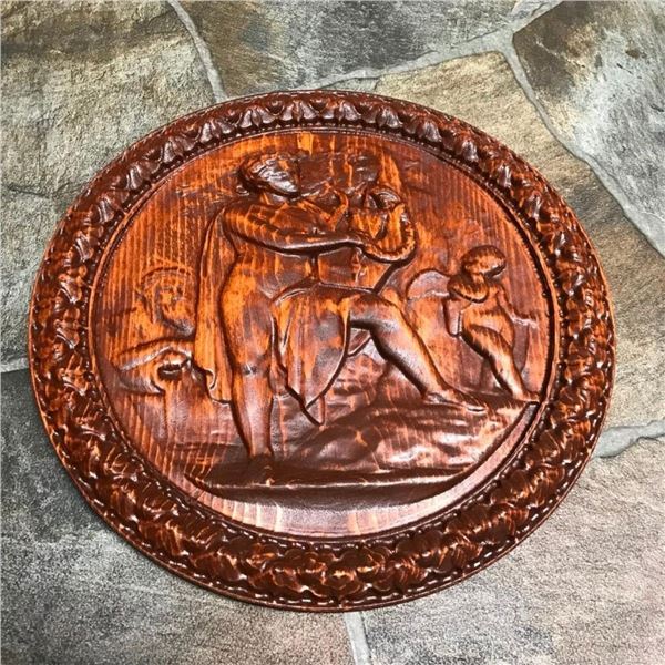 Classical Wood Plaque, Woman Playing Lyre