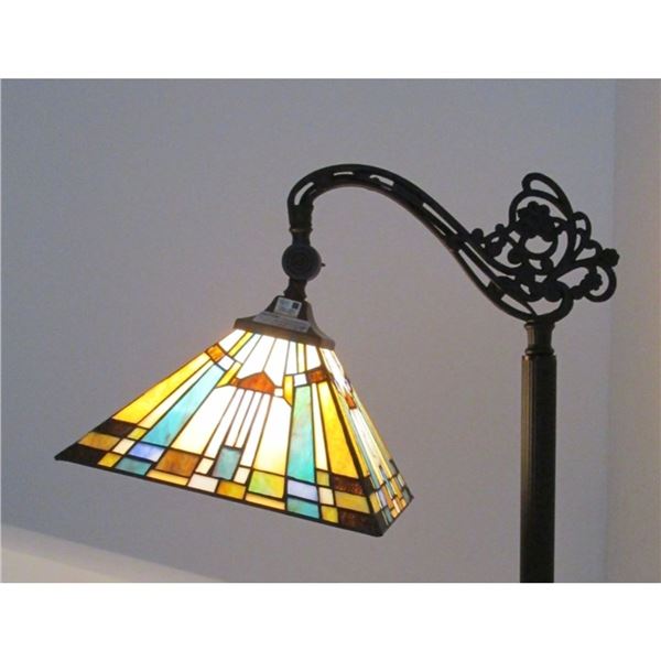 Mission Style Stained Art Glass Reading Lamp