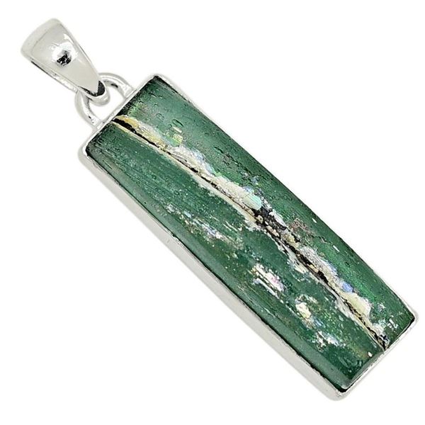 Ancient Roman Glass Sterling Pendant