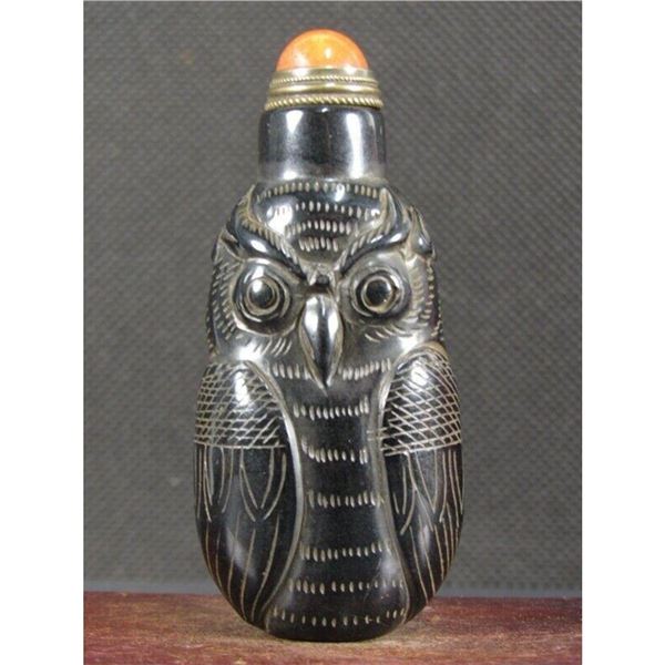 Chinese Peking Glass Owl Snuff Bottle