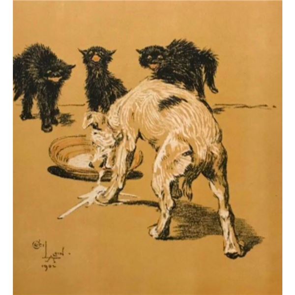 Early 1900's Lithograph, A Dog Day