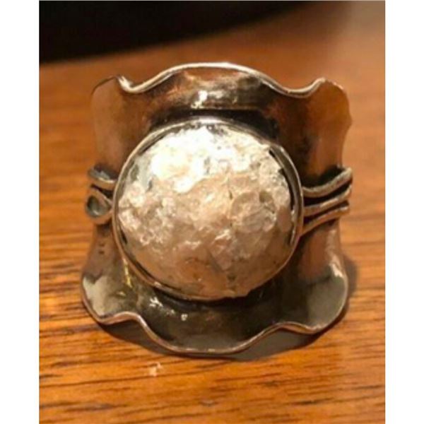 Ancient Roman Glass Modernist Sterling Silver Ring