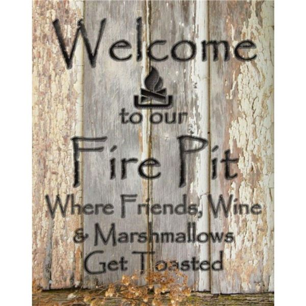 Welcome To Our Fire Pit Metal Pub Bar Sign