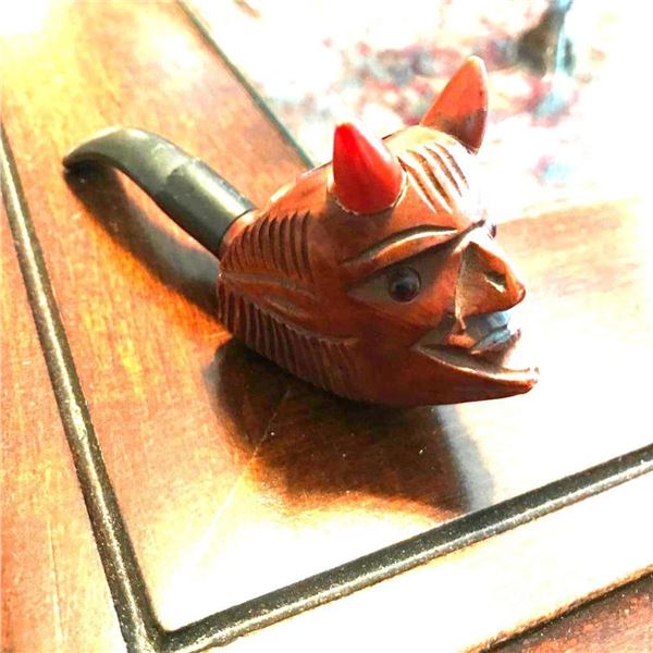 Vintage Italian Figural Devil Head Design Smokers Pipe