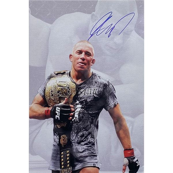 Georges St-Pierre Autographed 12X18 Photo (Frozen Pond COA)