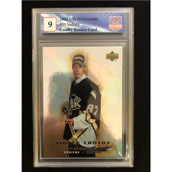 2005 UD McDONALD'S #51 SIDNEY CROSBY ROOKIE CARD (GCG 9)