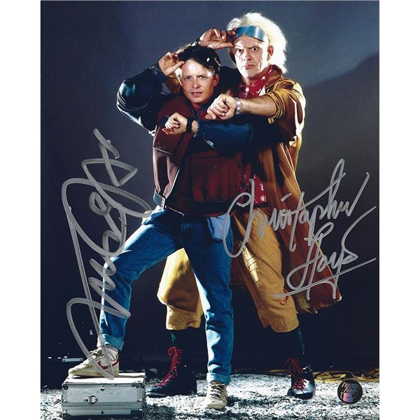 Michael J. Fox Autographed 'Back to the Future' 8X10 Photo (w/Lloyd) Frozen Pond COA