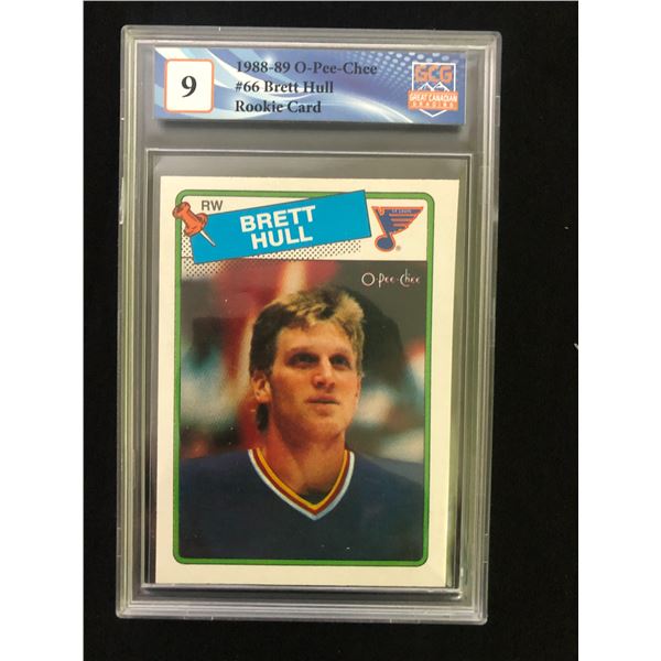 1988-89 O-PEE-CHEE #66 BRETT HULL RC (GCG 9)